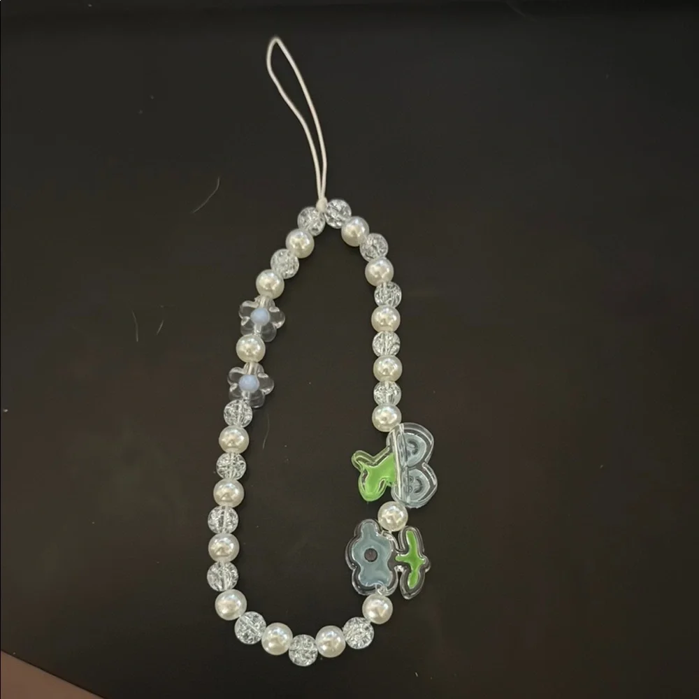 Pearl and Floral Beaded phone charm